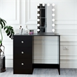 Boahaus Iris Black Dressing Table with Light Bulbs Crystal Knobs