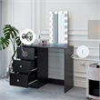 Boahaus Iris Black Dressing Table with Light Bulbs Crystal Knobs