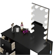 Boahaus Iris Black Dressing Table with Light Bulbs Crystal Knobs
