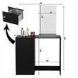 Boahaus Iris Black Dressing Table with Light Bulbs Crystal Knobs