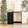 Boahaus Iris Black Dressing Table with Light Bulbs Crystal Knobs