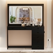 Boahaus Selene Modern Black Vanity Desk with Mirror and LED Lights Basic Knobs
