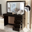 Boahaus Selene Modern Black Vanity Desk with Mirror and LED Lights Basic Knobs