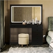 Boahaus Selene Modern Black Vanity Desk with Mirror and LED Lights Basic Knobs