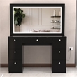 Boahaus Seraphine Black Vanity LED Lights 7 Drawers Wide Mirror Basic Knobs