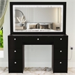 Boahaus Seraphine Black Vanity LED Lights 7 Drawers Wide Mirror Basic Knobs