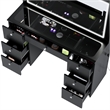 Boahaus Seraphine Black Vanity LED Lights 7 Drawers Wide Mirror Basic Knobs