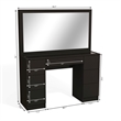 Boahaus Seraphine Black Vanity LED Lights 7 Drawers Wide Mirror Basic Knobs
