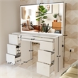 Boahaus Seraphine White Vanity Lights 7 Drawers Wide Mirror Basic Knobs