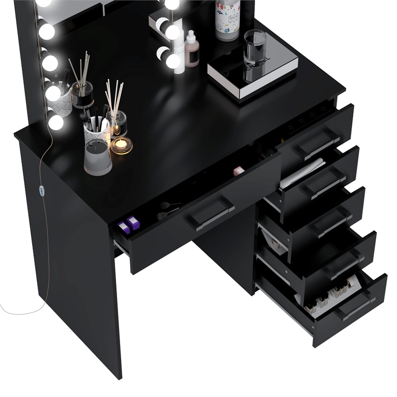 Boahaus Xanthe Lighted Vanity Table (Black)