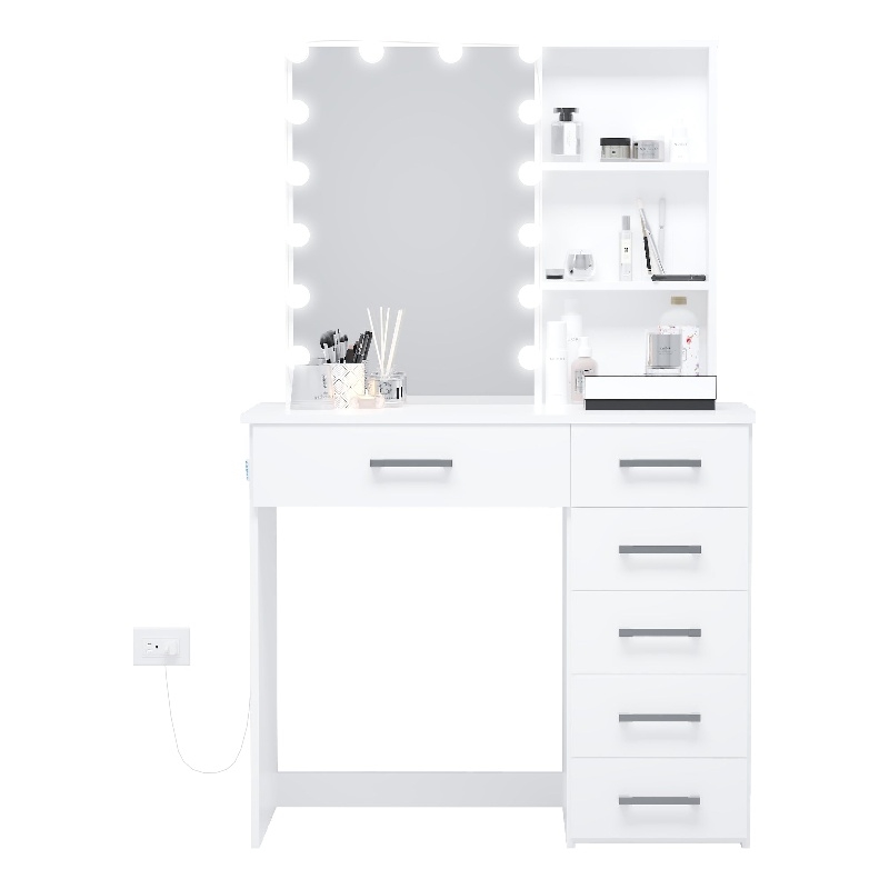 Boahaus Xanthe Lighted Vanity Table (White)