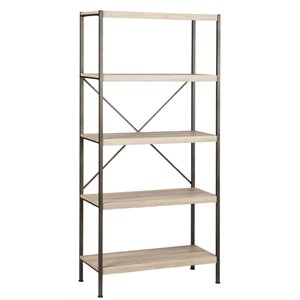 Saint Birch 4-Shelf X-Cross Farmhouse Wood Bookcase in Light Oak