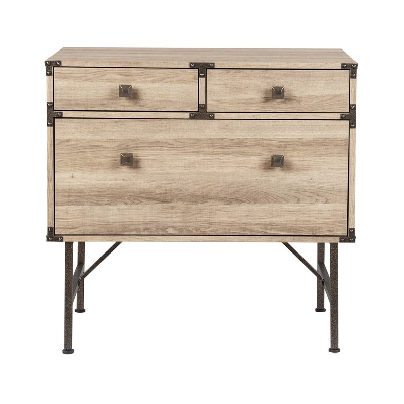 Saint Birch 3-Drawer Modern Wood Lateral File Cabinet in Light Oak