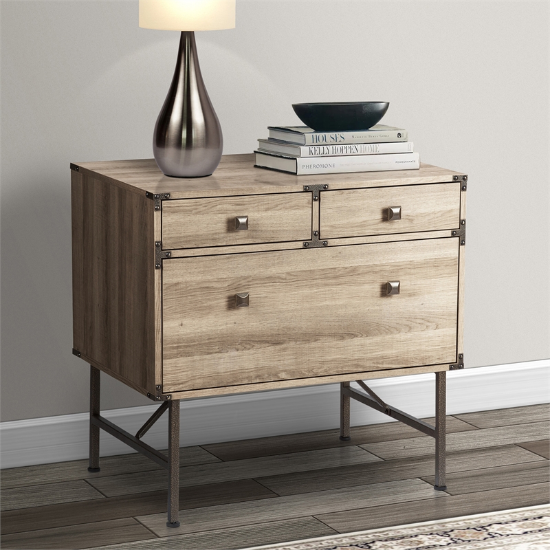 Saint Birch 3-Drawer Modern Wood Lateral File Cabinet in Light Oak
