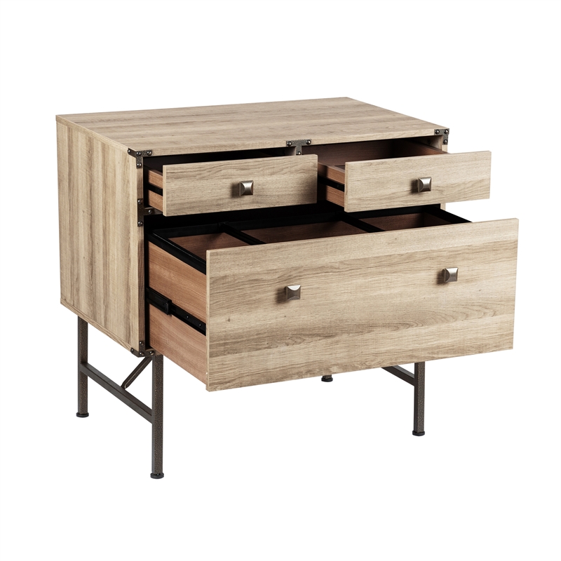 Saint Birch 3-Drawer Modern Wood Lateral File Cabinet in Light Oak
