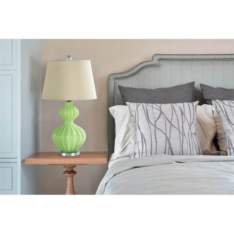 Saint Birch Cone Shape Modern Glass Table Lamp in Green/Beige