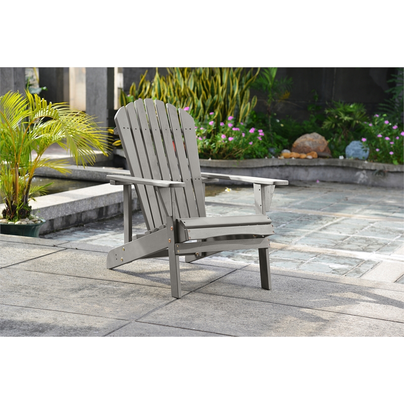 Saint Birch Transitional Pine Solid Wood Adirondack Chair in Gray