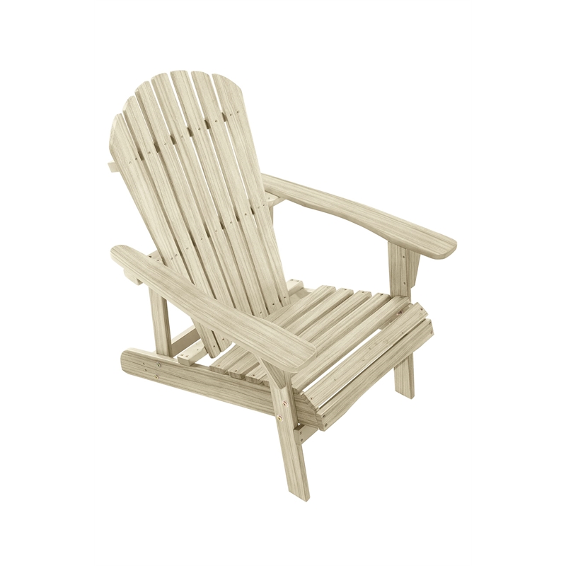 Saint Birch Transitional Solid Wood Adirondack Chair in Beige