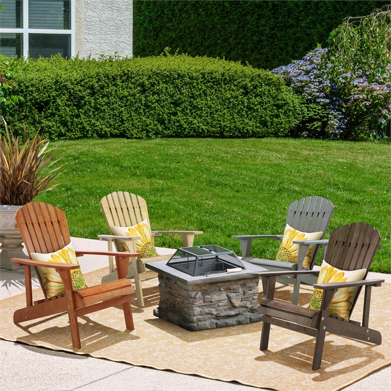 Saint Birch Transitional Solid Wood Adirondack Chair in Beige
