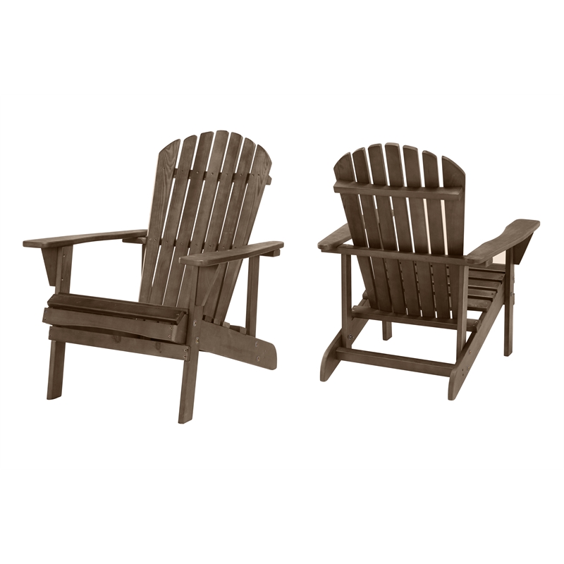 Saint Birch Transitional Solid Wood Adirondack Chair in Brown