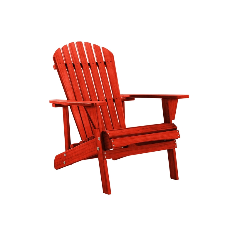 Saint Birch Waterfall Transitional Solid Wood Adirondack Chair in Red