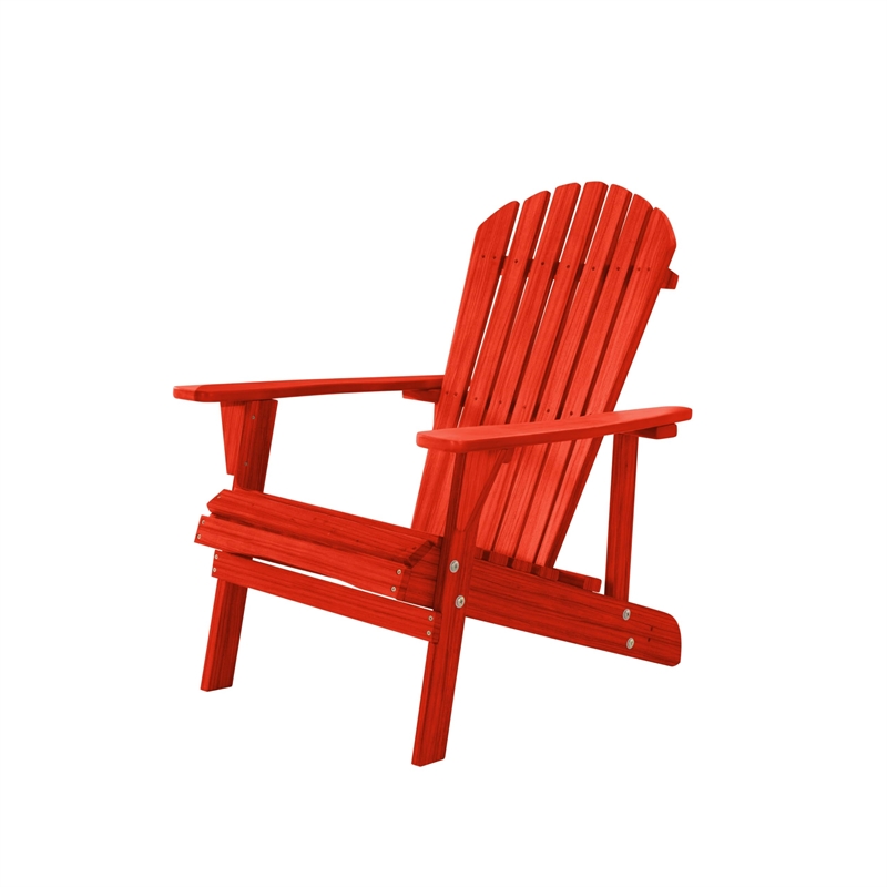Saint Birch Waterfall Transitional Solid Wood Adirondack Chair in Red