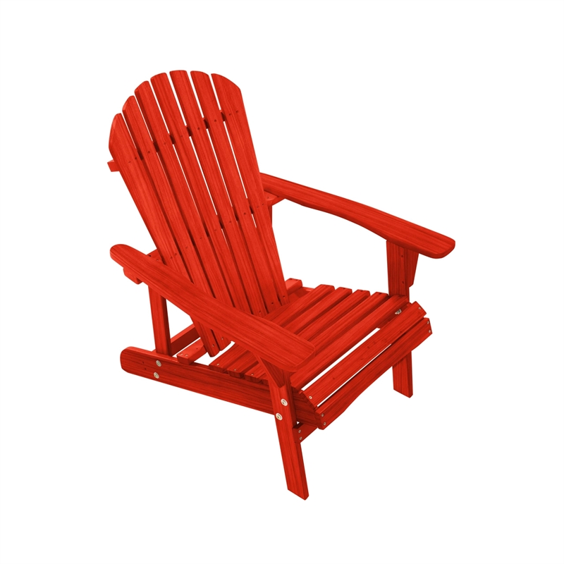 Saint Birch Waterfall Transitional Solid Wood Adirondack Chair in Red
