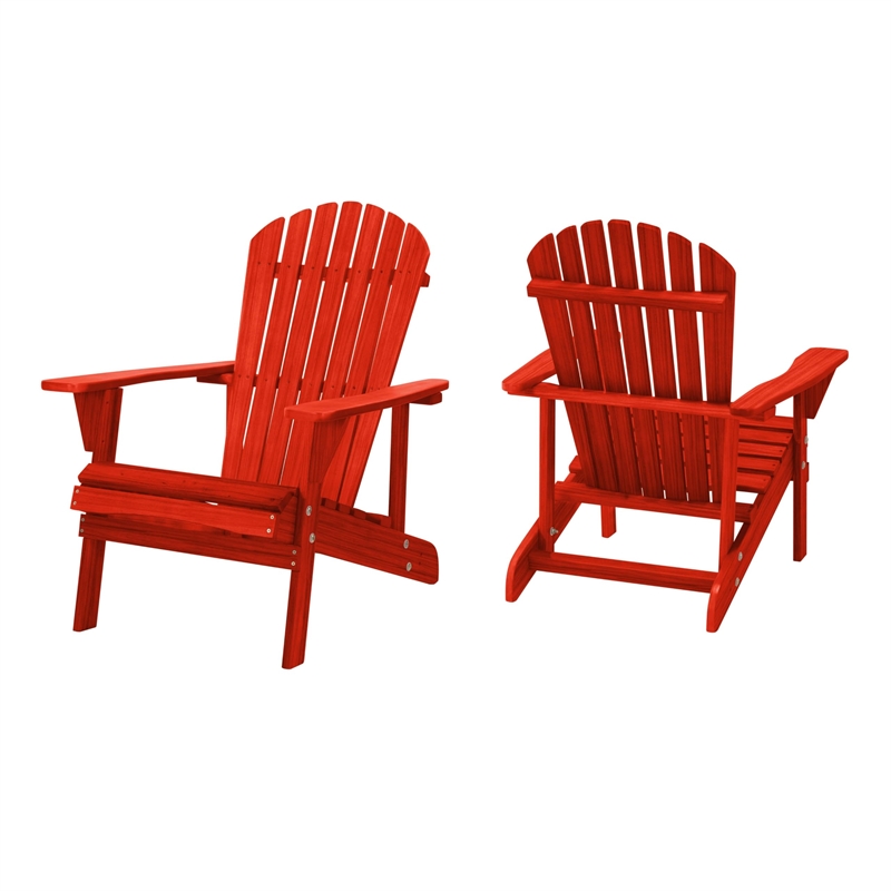 Saint Birch Waterfall Transitional Solid Wood Adirondack Chair in Red