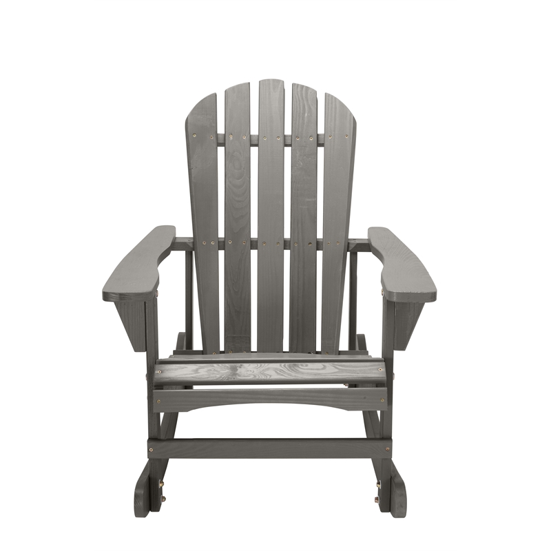 Saint Birch Waterfall Farmhouse Wood Adirondack Rocking Chair in Gray