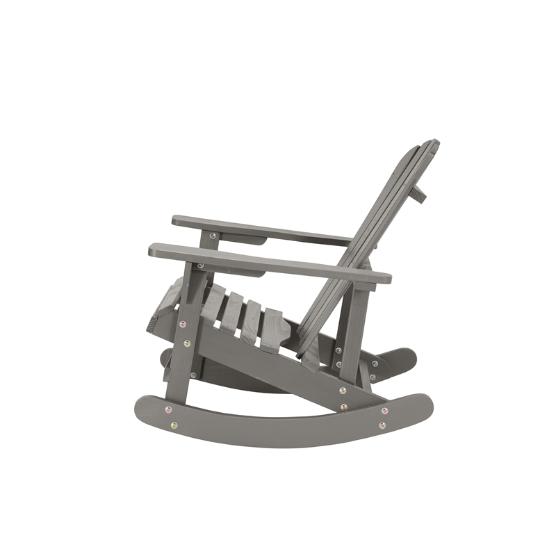 Saint Birch Waterfall Farmhouse Wood Adirondack Rocking Chair in Gray