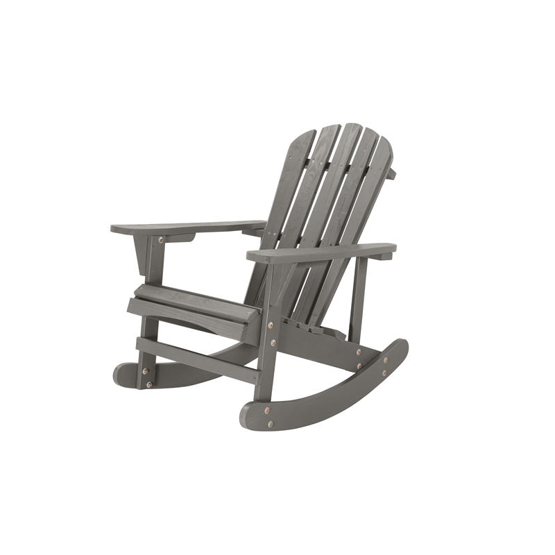 Saint Birch Waterfall Farmhouse Wood Adirondack Rocking Chair in Gray