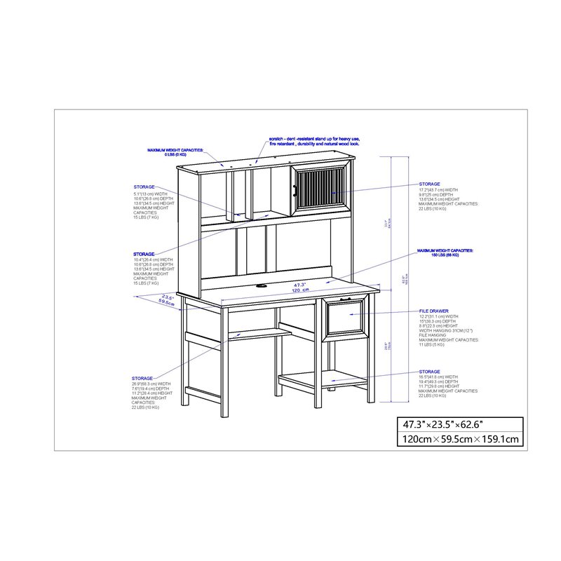 Saint Birch Ansel Modern Wood Writing Desk with Hutch in Antique White