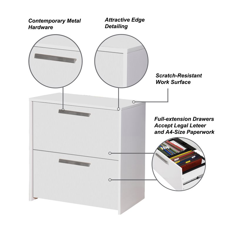 Saint Birch Miami 2-Drawer Modern Wood Lateral File Cabinet in White