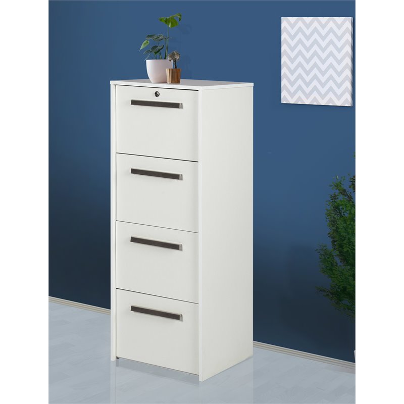 Saint Birch Miami 4-Drawer Modern Wood Lateral File Cabinet in White
