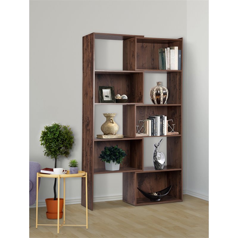 Saint Birch Bombay 5-Shelf Modern Wood Expandable Bookcase in Walnut