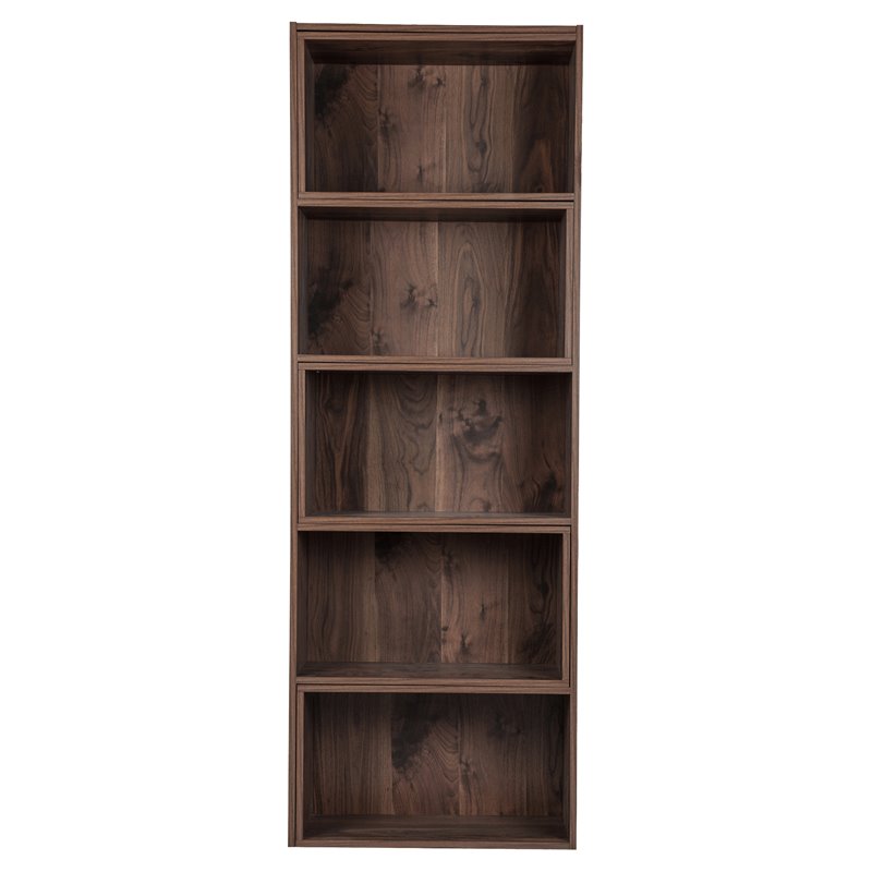 Saint Birch Bombay 5-Shelf Modern Wood Expandable Bookcase in Walnut