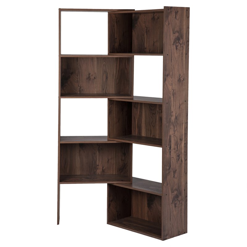 Saint Birch Bombay 5-Shelf Modern Wood Expandable Bookcase in Walnut