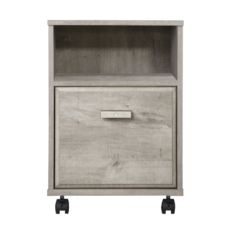 Saint Birch Elma Modern Wood Mobile File Cabinet with Casters in Washed Gray
