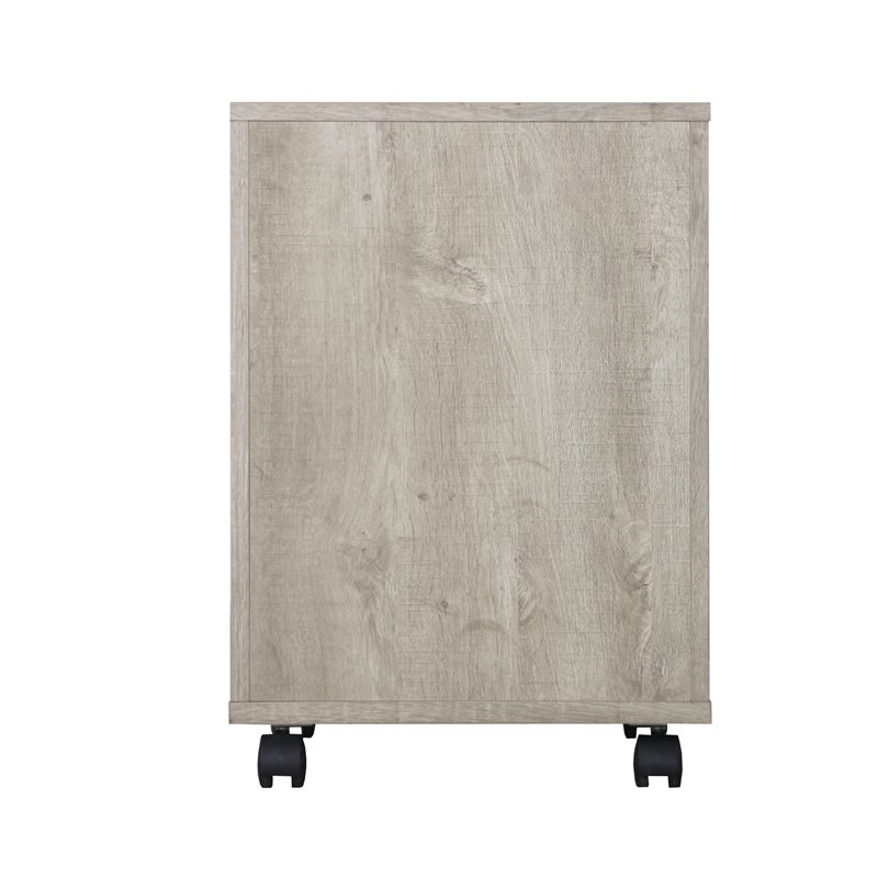 Saint Birch Elma Modern Wood Mobile File Cabinet with Casters in Washed Gray