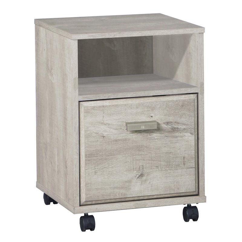 Saint Birch Elma Modern Wood Mobile File Cabinet with Casters in Washed Gray