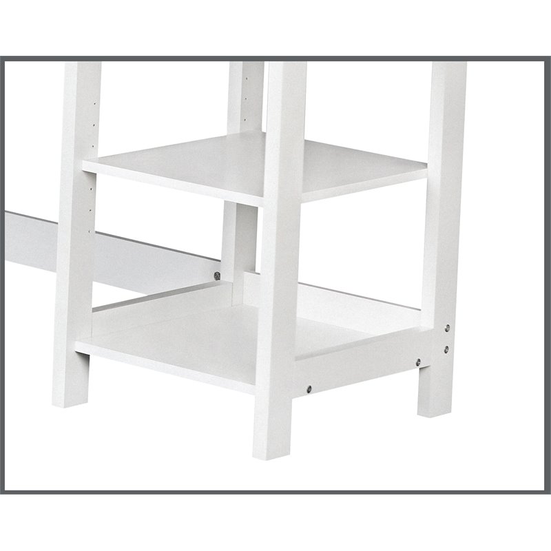 Saint Birch Finley L-Shaped Modern Wood Writing Desk in White/Driftwood