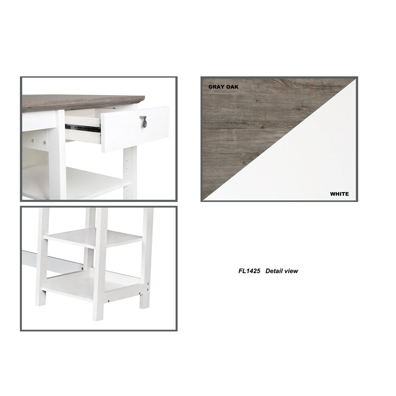 Saint Birch Finley L-Shaped Modern Wood Writing Desk in White/Driftwood