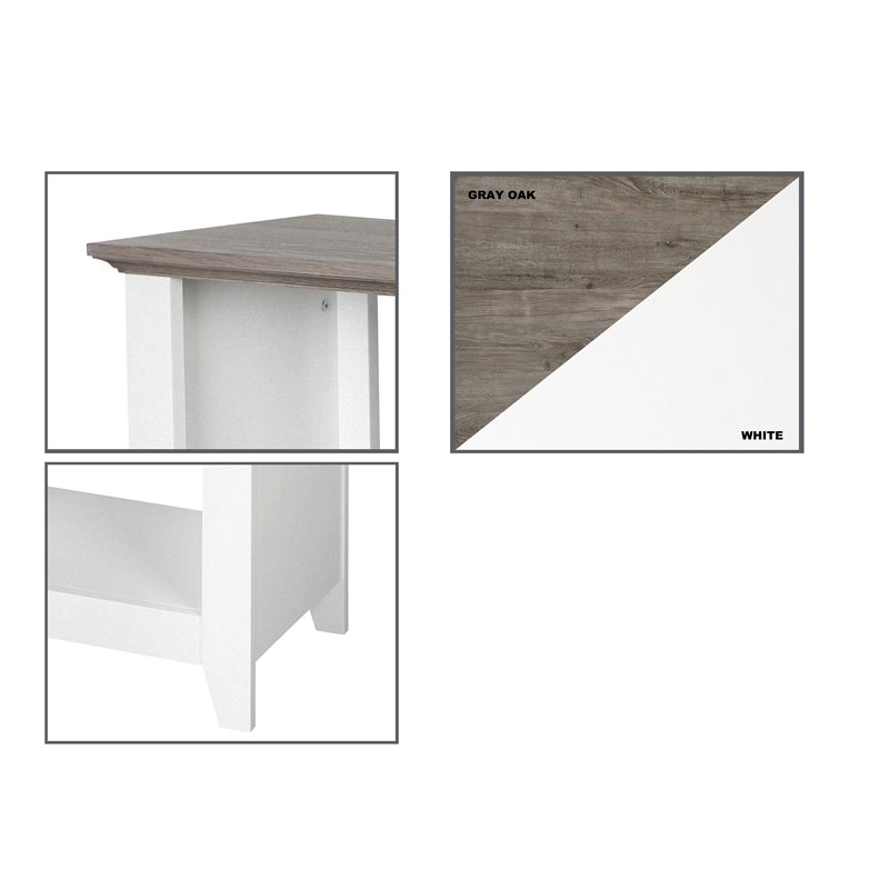 Saint Birch Finley 6-Shelf Modern Wood Storage Bookcase in White/Driftwood