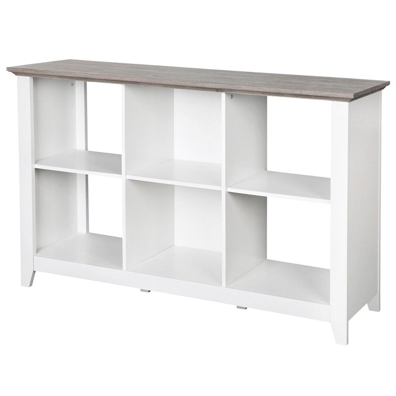 Saint Birch Finley 6-Shelf Modern Wood Storage Bookcase in White/Driftwood