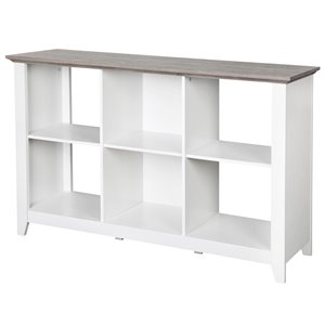 Saint Birch Finley 6-Shelf Modern Wood Storage Bookcase in White/Driftwood
