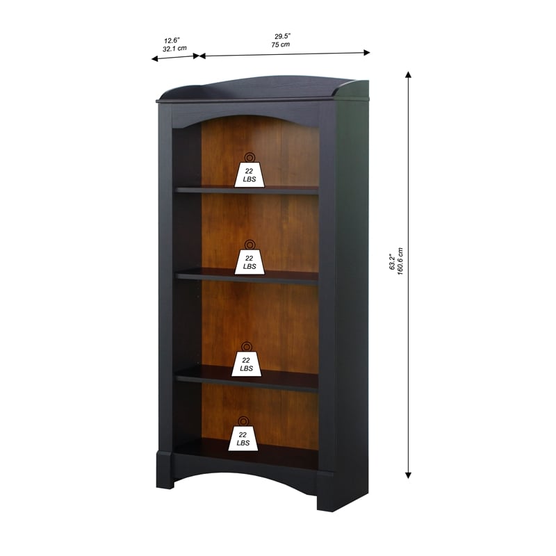 Saint Birch Hawksbury 4-Shelf Traditional Wood Bookcase in Espresso