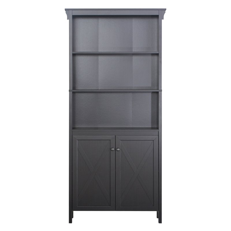 Saint Birch Hawksbury 3-Shelf Farmhouse Wood Bookcase in Espresso