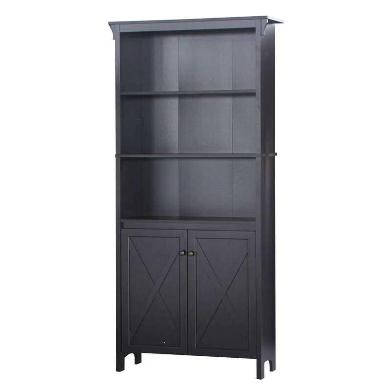 Saint Birch Hawksbury 3-Shelf Farmhouse Wood Bookcase in Espresso