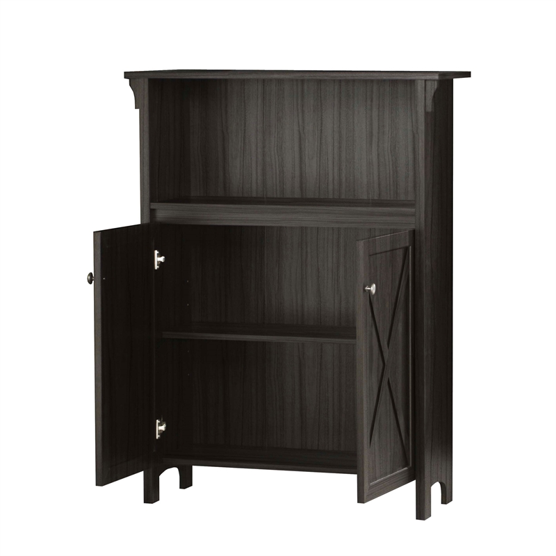 Saint Birch Hawksbury Open Shelf Farmhouse Wood Storage Cabinet in Espresso