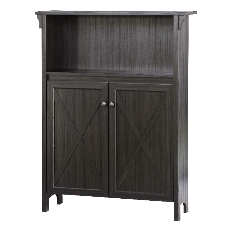 Saint Birch Hawksbury Open Shelf Farmhouse Wood Storage Cabinet in Espresso